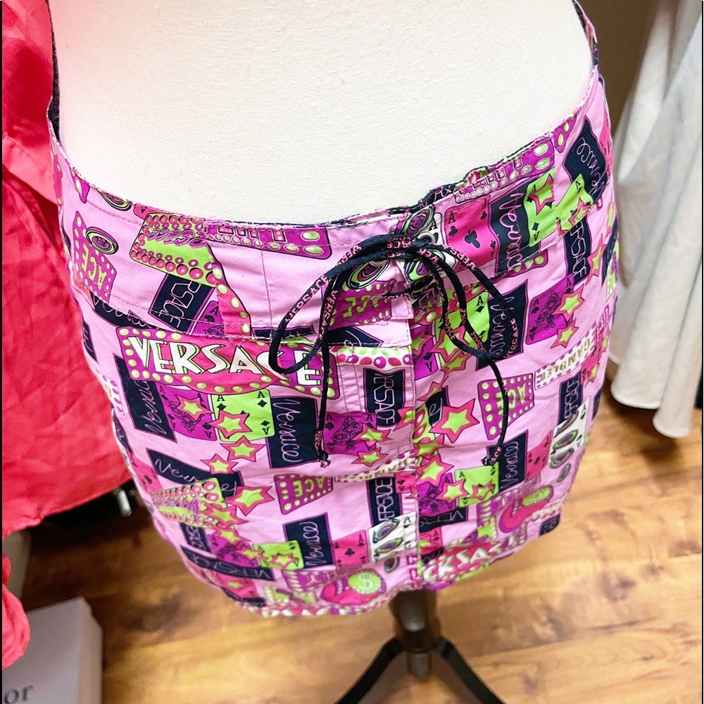 Authentic Versace RARE NWT Vintage Y2K Pink Vegas Star Mini Skirt - Picture 2 of 12